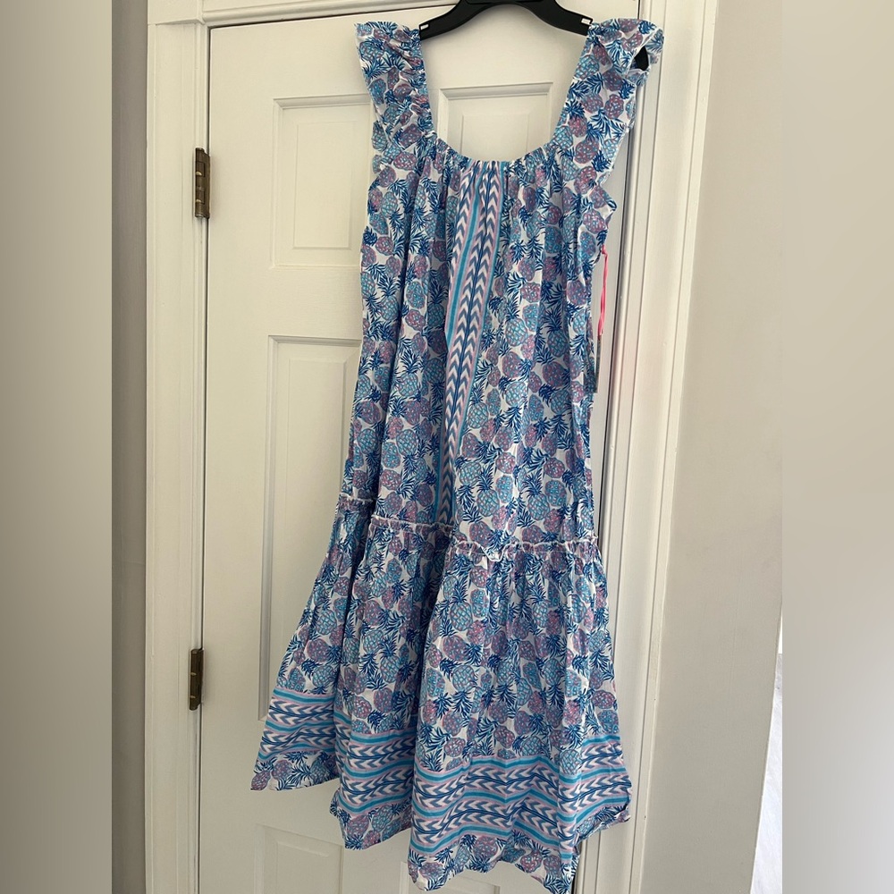 Floral Blue and Pink Dress - Medium